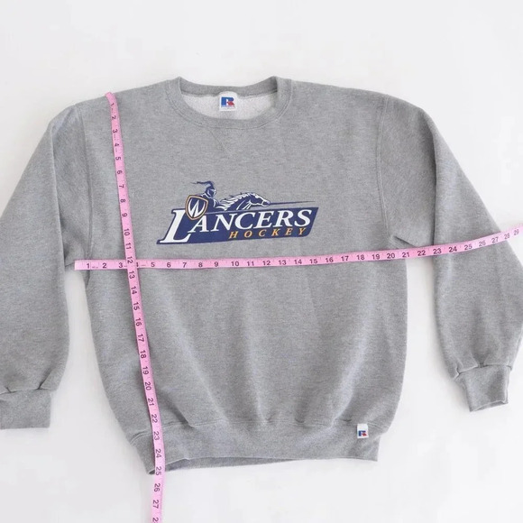 Vintage Russel Grey Lancers Hockey Crewneck Sweater Med - Picture 4 of 12